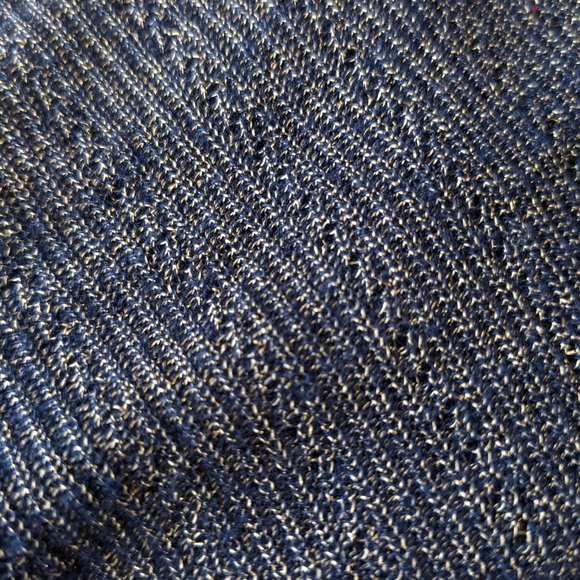 White House Black Market Blue Metallic Knit Top size medium - Picture 10 of 13